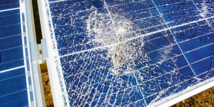 a broken solar panel
