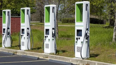 EV chargers in an outside carpark