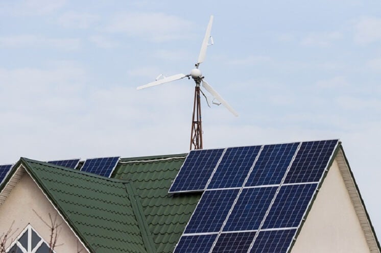 Domestic wind turbine on home