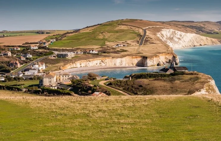 freshwater bay on the isle of wight on a sunny day