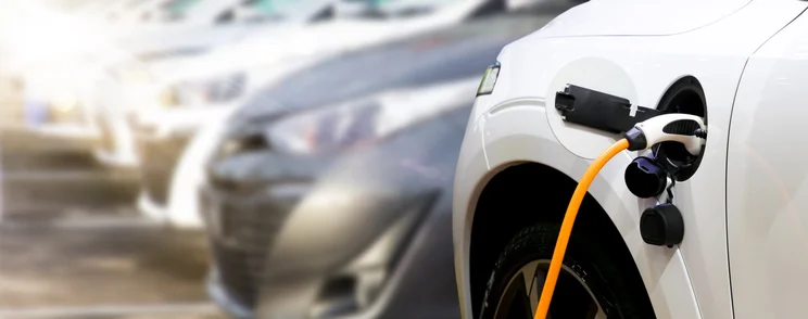 electric cars in a car park