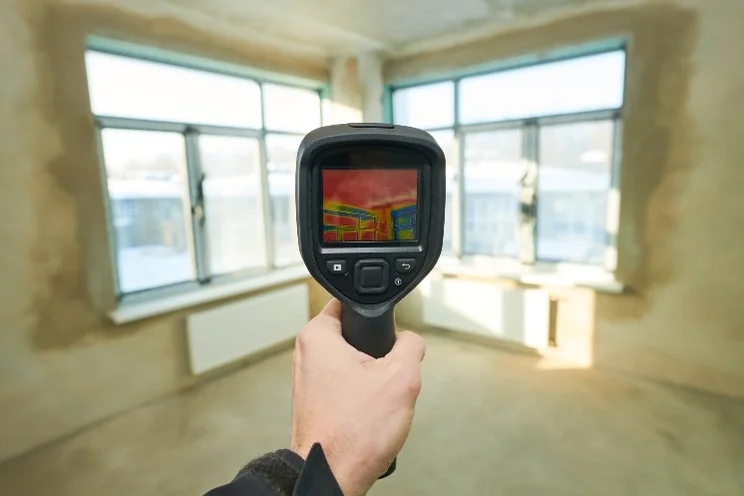 Thermal imaging camera finding heat loss