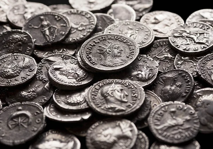 Silver coins from ancient Roman times