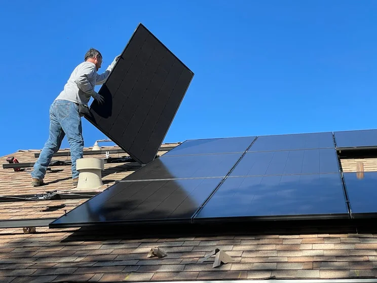 Solar panels being installed.