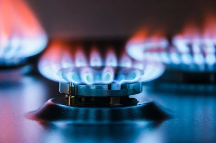 Close up of gas hob