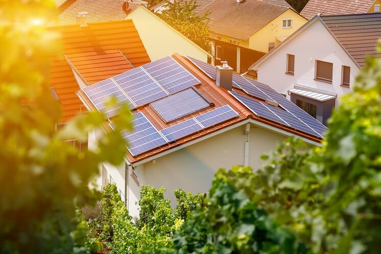 Home in the sun with solar panels