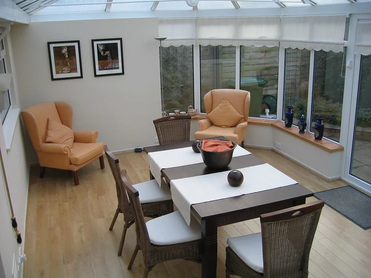 Inside of a conservatory.