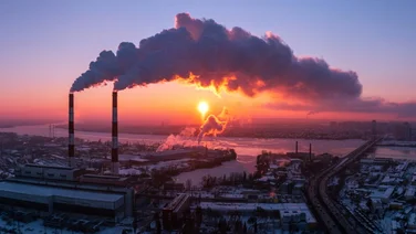 emissions floating from a factory
