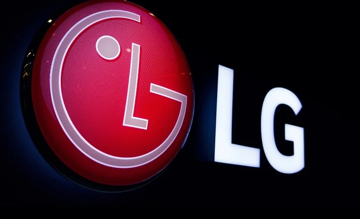 a logotype of the LG logo, against a black background