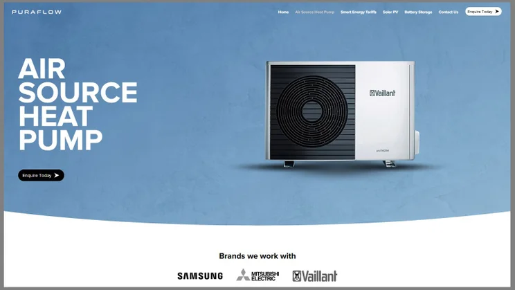 Puraflow Renewables website screenshot