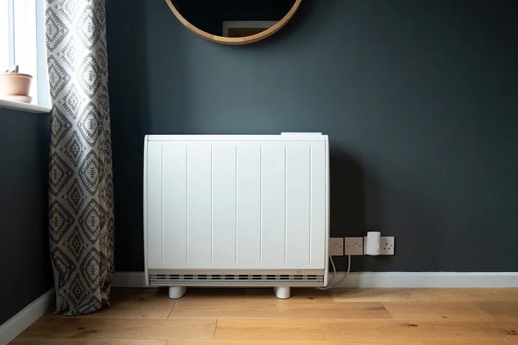 storage heater attached to wall in house