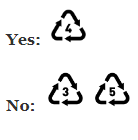 recycling symbols with 3, 4, and 5 in the centre of each