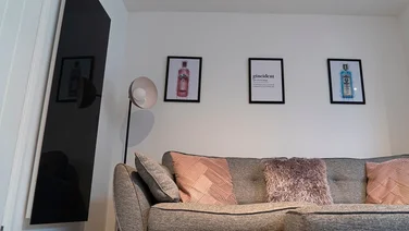 Infrared panel next to a sofa