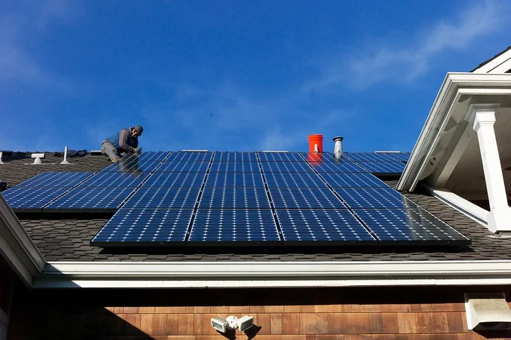 Solar panels on a roof.