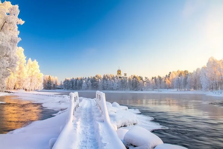 frozen river landscape in Finland