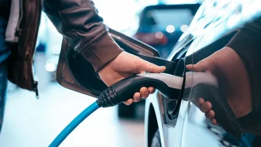 person charging electric car