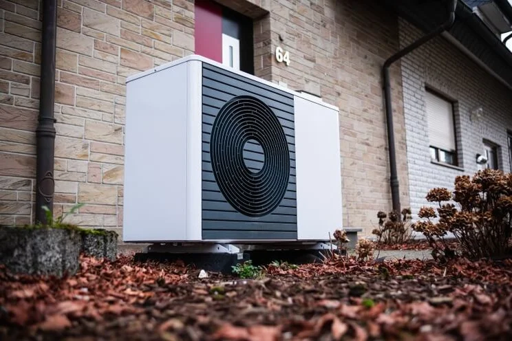 a heat pump outside a home