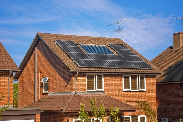 Council house with solar panels