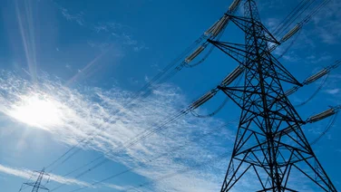 Overhead electrical pylon.