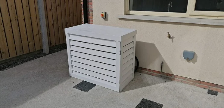 White heat pump cover