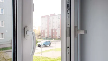 Open white plastic window