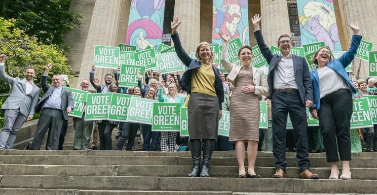 Green Party candidates with placards