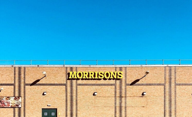 morrisons shop against blue sky