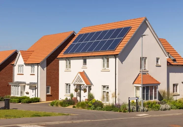 Solar panels on the roof of a house in the UK