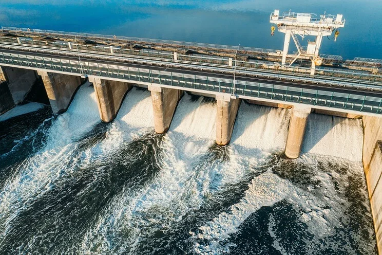 hydropower plant from birds eye view