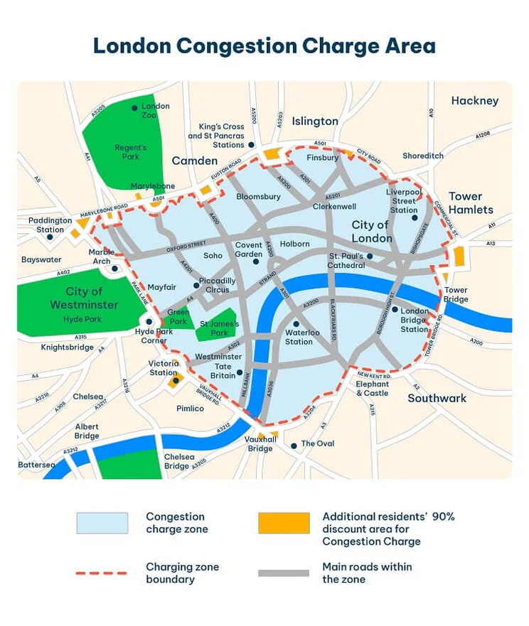 Graphic of London congestion charge zone