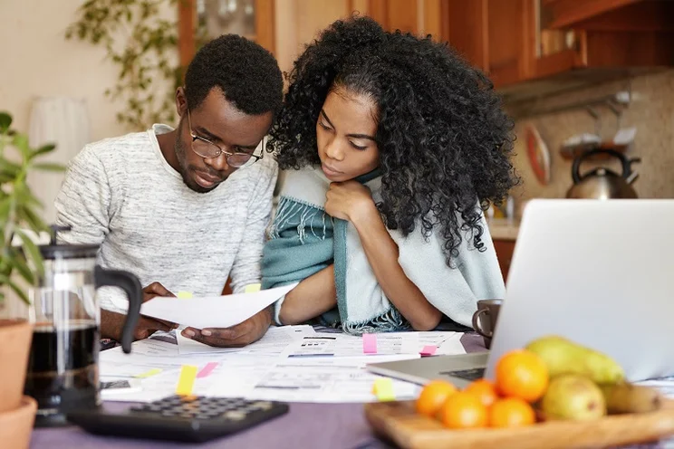 couple sorting out energy bills