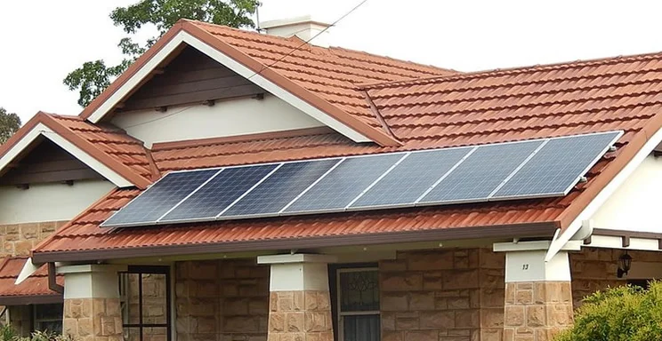Solar panels on a house.