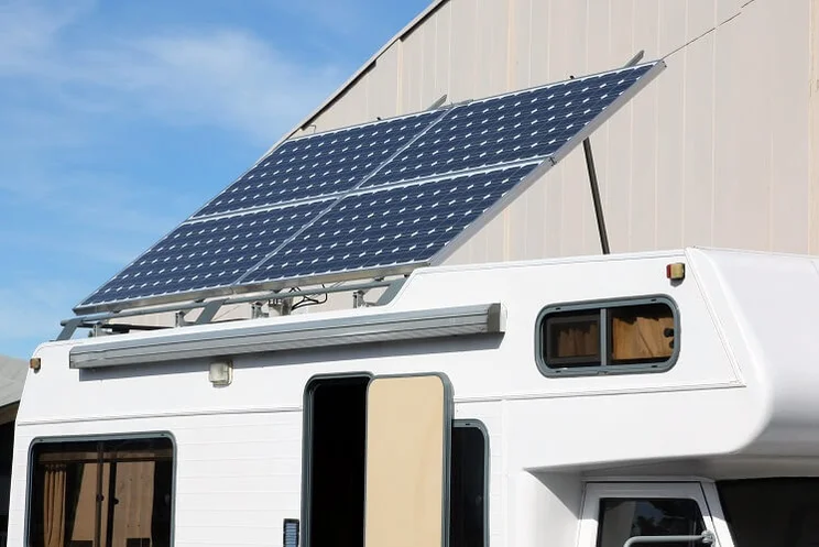 A set of solar panes on caravan roof