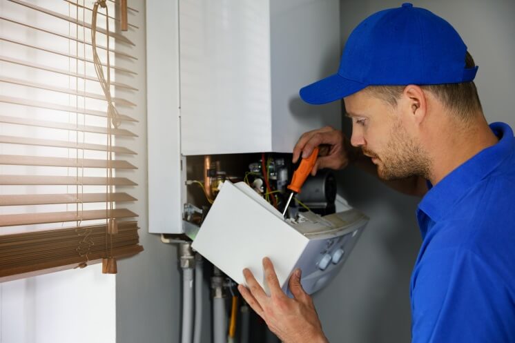 boiler installer at work