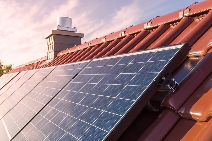 solar panels on a tiled roof