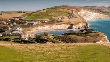 freshwater bay on the isle of wight on a sunny day