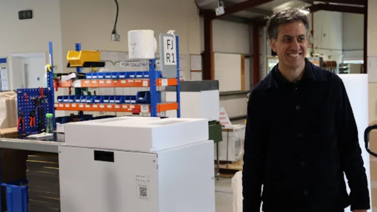 Ed Miliband visits a heat pump supplier