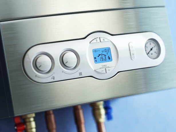 close up of metal boiler