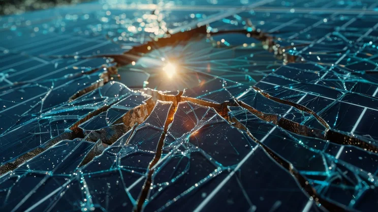 A broken solar panel