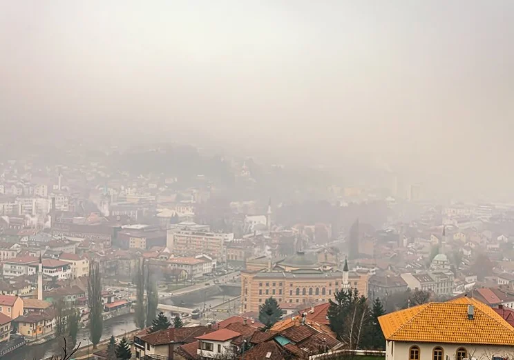 Pollution fog over the city of Sarajevo