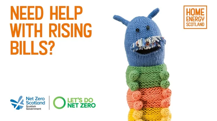 Home Energy Scotland Loan advert with mascot