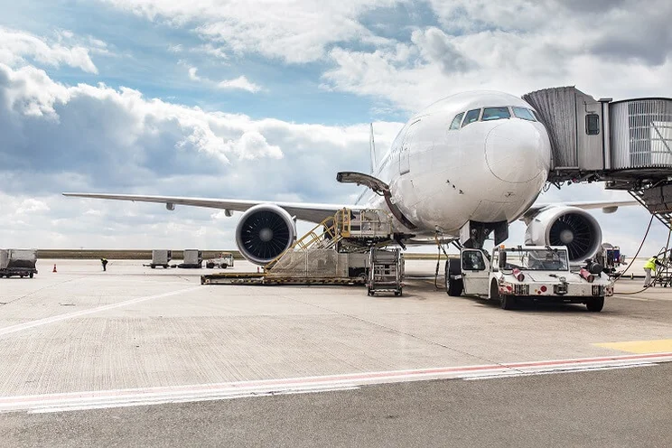 Jet aeroplane at an airport