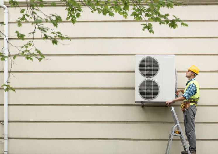 heat pump on the wall
