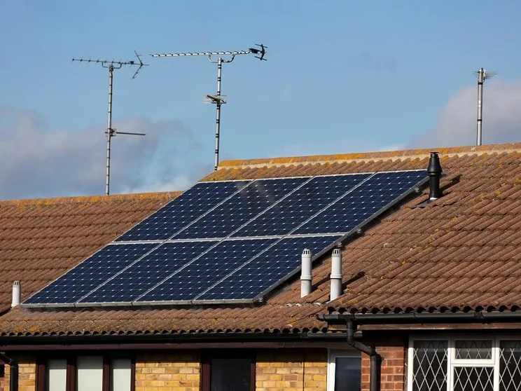 Solar panels on the roof of a house