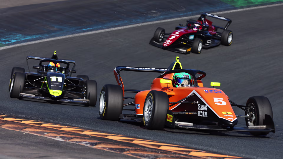 Orange car racing