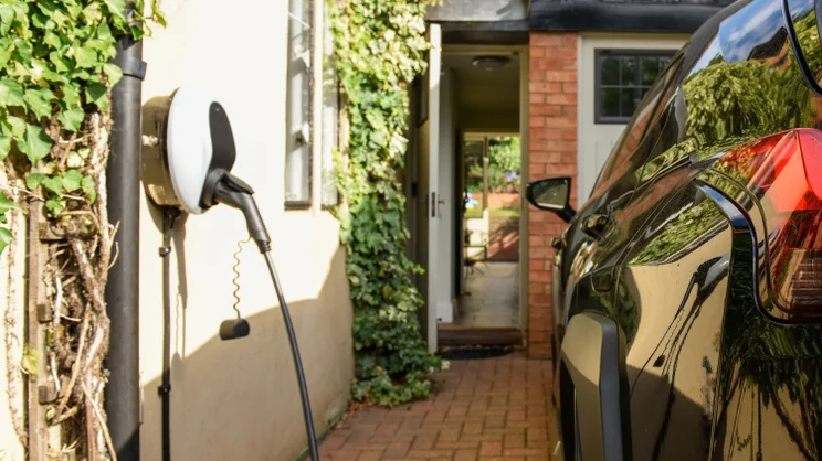 EV plugged into a home EV charger