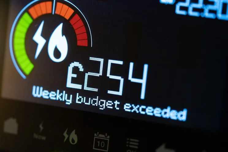 A smart meter with an exceeded weekly budget