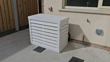 White heat pump cover