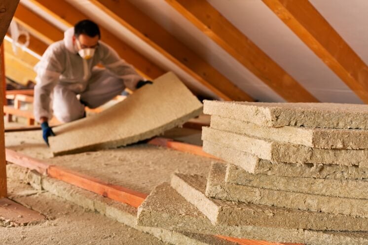 Someone installing roof insulation
