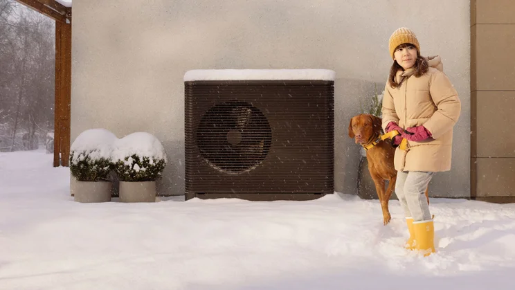 Aira heat pump in snow